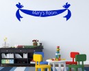 Birds Ribbon Customized Name Children Wall Decals Baby Nursery Name Wall Stickers